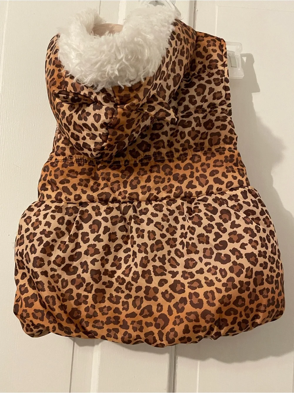 Little Lass Pink Faux Fur Hooded vest with Leopard Accent Size 5